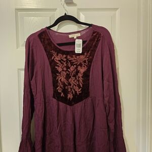 Indigo Soul Purple Blouse with Embroidered Detail